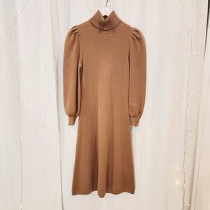 NWOT Camel colored fit and flare sweater dress, sz XS